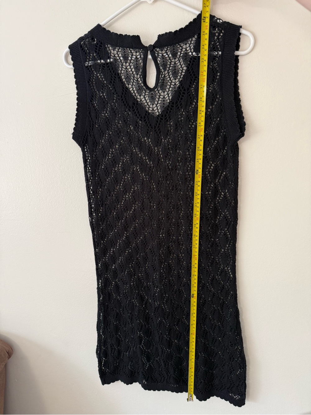 Vintage Y2K Old Navy Black Crocheted Dress Cover Up Sz Lg Whimsigoth Emo Witchy - Picture 10 of 10